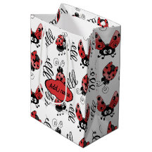 Ladybug Whimsical E Rodoinhos Saco De Presente Méd