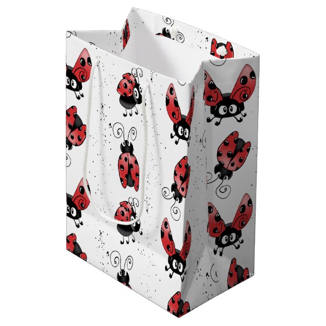 Sacola Para Presentes Média Ladybug Whimsísico Com Splatters De Tinta (Frente inclinada)
