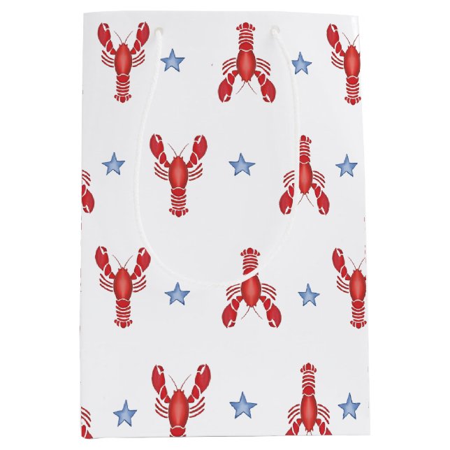 Sacola Para Presentes Média Lagosta Préppy à Beira-Mar do Evento do Maine (Frente)