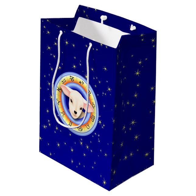 Sacola Para Presentes Média Lamb na Roda Zodíaca (Verso inclinado)