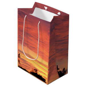 Sacola Para Presentes Média Laranja Brilhante Brilhante, Pôr Do Sol Nublado,