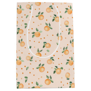 Sacola Para Presentes Média Laranja Cítrica de Verão Fofa Padrão de Frutas