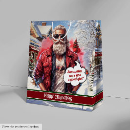 Sacola Para Presentes Média Large Gift Bag Handsome Santa Claus Keepsake