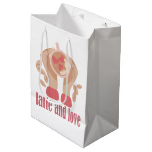 Sacola Para Presentes Média Latte and love cup, hands and coffee quote