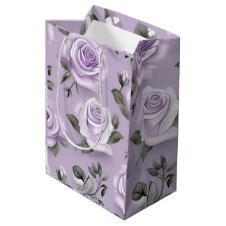 Sacola Para Presentes Média Lavanda e bolsa de presente de casamento branco