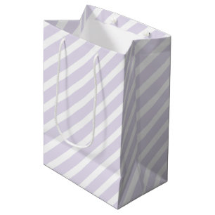 Sacola Para Presentes Média Lavanda e padrão de distribuição diagonal branco