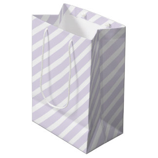 Sacola Para Presentes Média Lavanda e padrão de distribuição diagonal branco