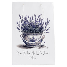 Sacola Para Presentes Média Lavender in Delft Blue, customizable 