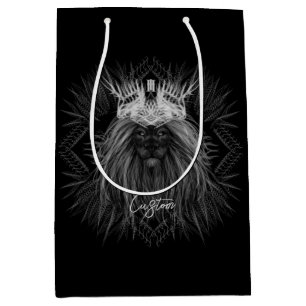 Sacola Para Presentes Média Leão com Monograma Coroa