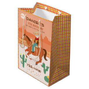 Sacola Para Presentes Média Legal caubói e Festa de aniversário de cavalo