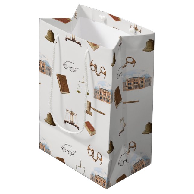 Sacola Para Presentes Média Lei Escala Gavel Padrão Antiquado Jurídico (Frente inclinada)