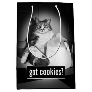 Sacola Para Presentes Média Leite De Bebendo De Gato De Jug