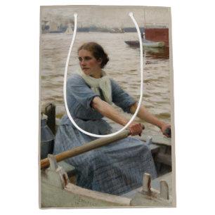 Sacola Para Presentes Média Leite Maid em um Barco Remoso (por Albert Edelsens