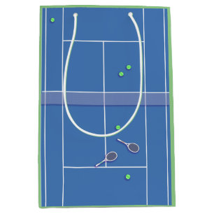 Sacola Para Presentes Média Leitor de Tênis Moderno do Preppy Tênis Court Azul