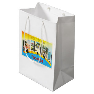 Sacola Para Presentes Média Lembrança velha das viagens vintage de Miami