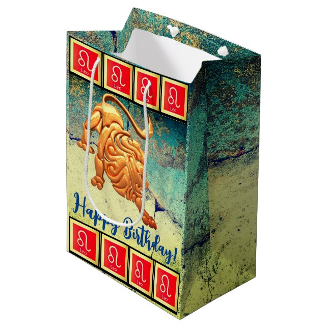 Sacola Para Presentes Média Leo - Parabéns, Saco Médio de Presente (Frente inclinada)