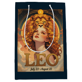 Sacola Para Presentes Média Leo Zodiac Art Julho Aniversário