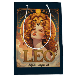 Sacola Para Presentes Média Leo Zodiac Art Julho Aniversário