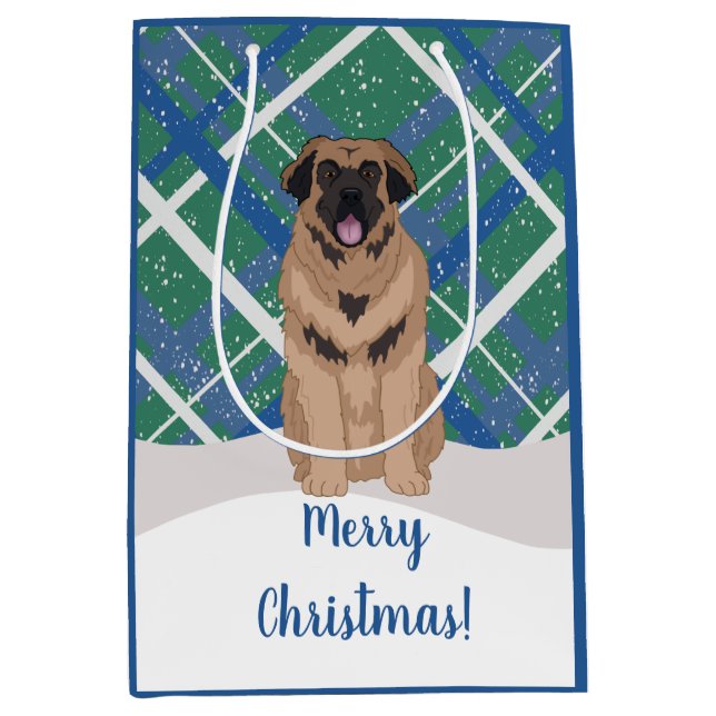 Sacola Para Presentes Média Leonberger Christmas (Frente)