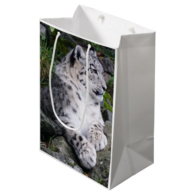 Sacola Para Presentes Média Leopardo de Neve Refrigerado (Frente inclinada)