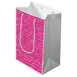 Sacola Para Presentes Média Letra Romântica de Namorados Rosa Midrosa com Letr