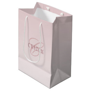 Sacola Para Presentes Média Letras Elegantes & Monograma Rose Ombre
