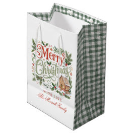 Sacola Para Presentes Média Letras Tradicionais à Mão Natal Pão de Mel