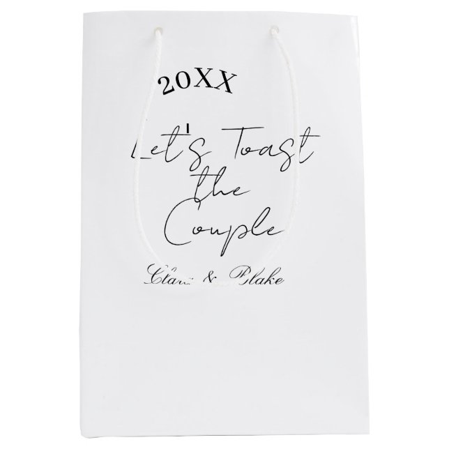 Sacola Para Presentes Média Let's toast the couple engagement wedding party ye (Frente)