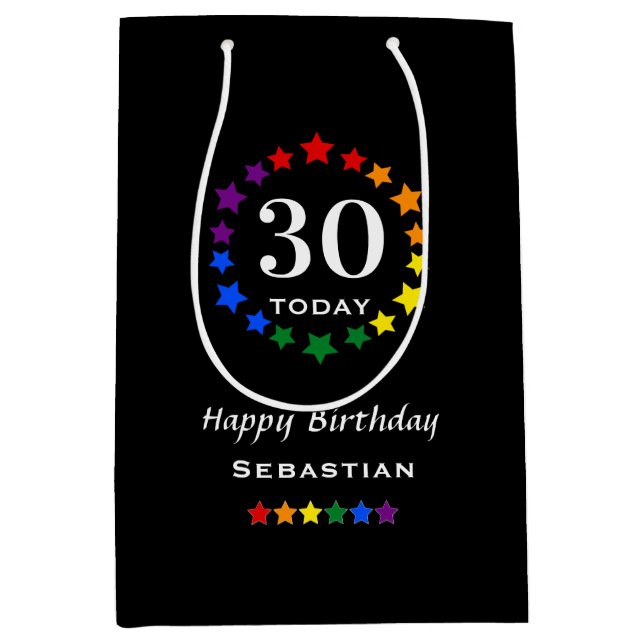 Sacola Para Presentes Média LGBTQ 30 Hoje ou Qualquer Estrelas Arco-Íris de An (Frente)