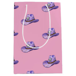 Sacola Para Presentes Média Light Purple Cowgirl Hat-Pink Background
