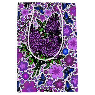 Sacola Para Presentes Média Lilases Roxos Karner Blue Butterflies NH Símbolos