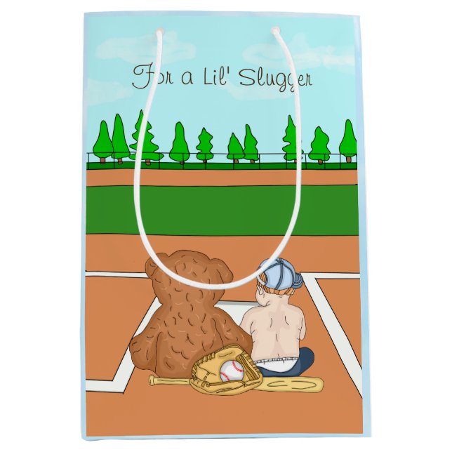 Sacola Para Presentes Média Lil'Slugger Baseball Themed Kid's (Frente)
