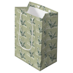 Sacola Para Presentes Média Lily of the Valley Floral Happy Mads Day