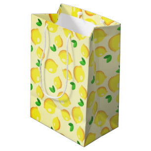 Sacola Para Presentes Média Limões Amarelos - Saco do Presente