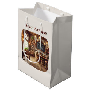 Sacola Para Presentes Média Linda adicione seu texto café 