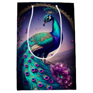 Sacola Para Presentes Média Linda e elegante Arte da Vida Selvagem de Aves Pea