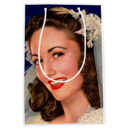 Sacola Para Presentes Média linda impressão de noiva dos anos 40