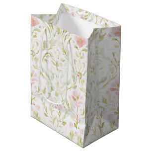 Sacola Para Presentes Média Lindo Chuveiro Nupcial Floral Rosa Verde