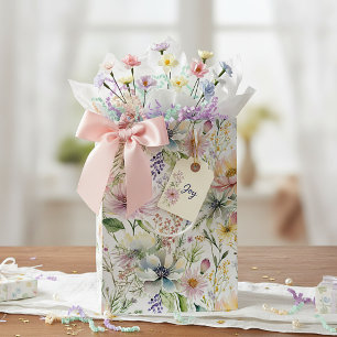Sacola Para Presentes Média Lindo padrão floral pastel