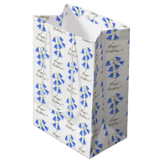 Sacola Para Presentes Média Lindos Bluebells Branco (Frente inclinada)