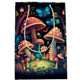 Sacola Para Presentes Média Lindos elfos brincam sob o saco de presentes de co