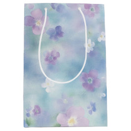 Sacola Para Presentes Média Lindos Flores Brancas Lavanda Chuveiro de Noiva