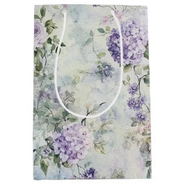 Sacola Para Presentes Média Lindos Flores de Rosa Creme Lavanda para Chá de No