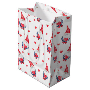 Sacola Para Presentes Média lindos padrões de amor com gnomos e corações