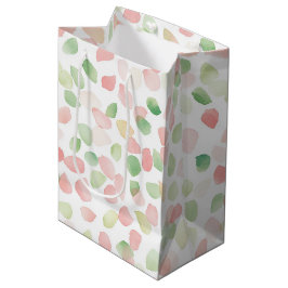 Sacola Para Presentes Média Lindos Pétalas de Flor Rosa Bege Menta Aniversário