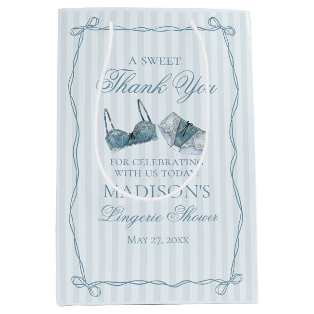 Sacola Para Presentes Média Lingerie Azul Favor para Despedida de Solteira com (Frente)