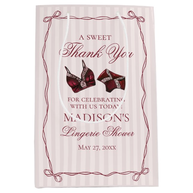 Sacola Para Presentes Média Lingerie Borgonha Favor para Festa de Despedida de (Frente)
