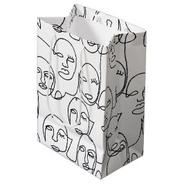 Sacola Para Presentes Média Linhas Abstrato modernas enfrentam arte contínua d