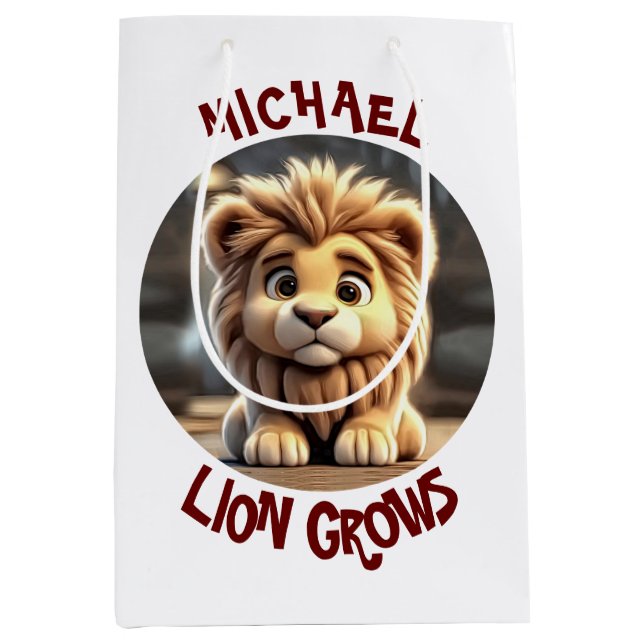 Sacola Para Presentes Média Lion cresce (Frente)