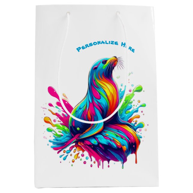 Sacola Para Presentes Média Lion do Mar Colorido - (Frente)